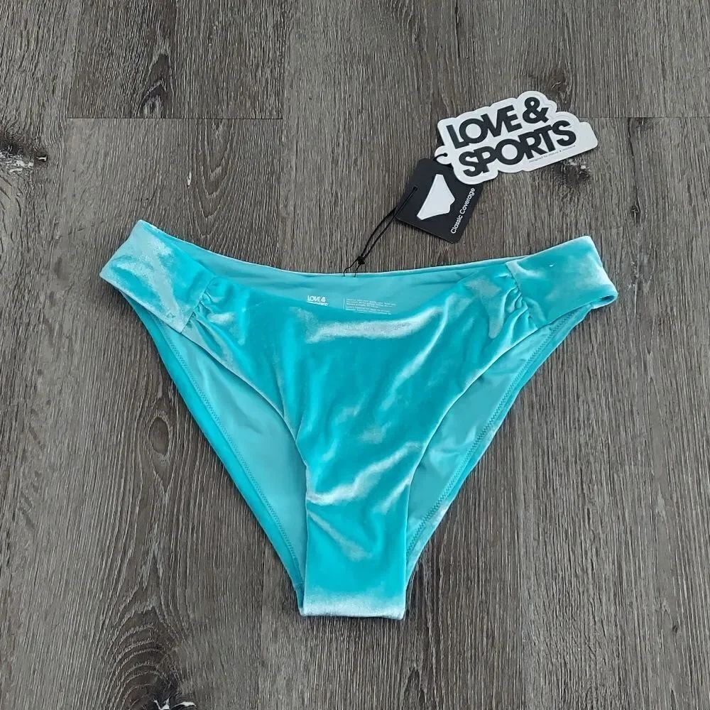 Love & Sports Velour Bikini Bottoms Classic Coverage Size Medium 8-10